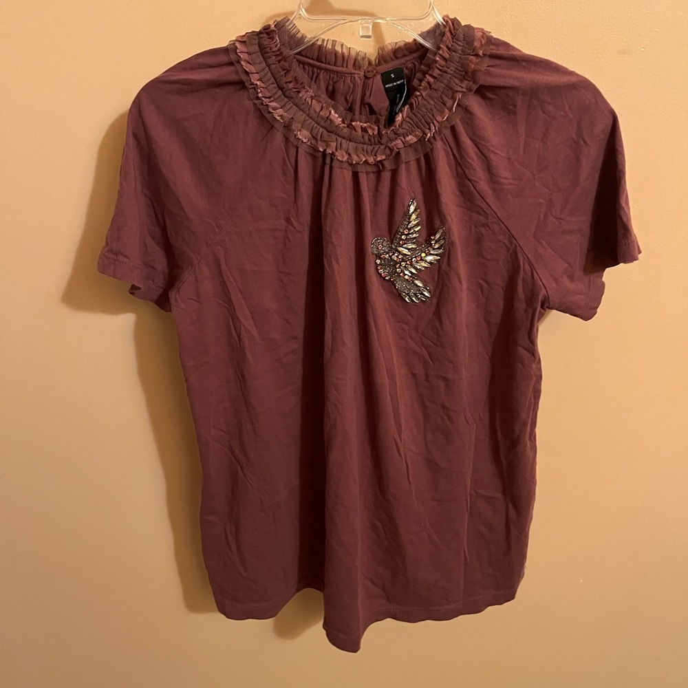 LAST CHANCE | Needle & Thread Embellished Bird Mauve Top